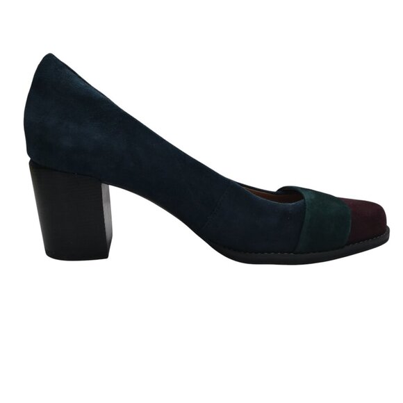 Clarks Tarah Brae Colorblock Suede Chunky Heel Pumps Womens 8.5 - Picture 5 of 14